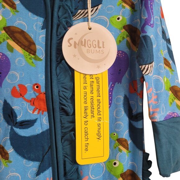 Snuggle Bums Bamboo 9-12 M Baby Girl Under The Sea Zippy Ruffled Sleepwear Ocean - Picture 7 of 16